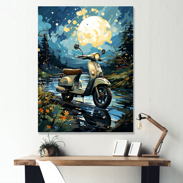 Urban Nightly Scooter Vibes - Scooter Canvas Wall Art